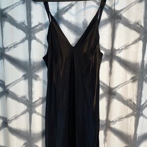 Zara black satin slip dress